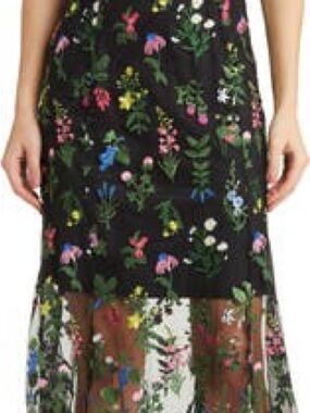 Sam Edelman Black Maxi Dress with Multicolor Floral Embroidery